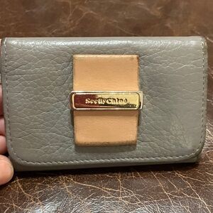 See by Chloe’ Gray and Tan leather key chain key holder